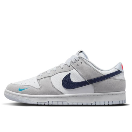 Nike Dunk Low White Grey Navy Aqua Mini Swoosh - 1