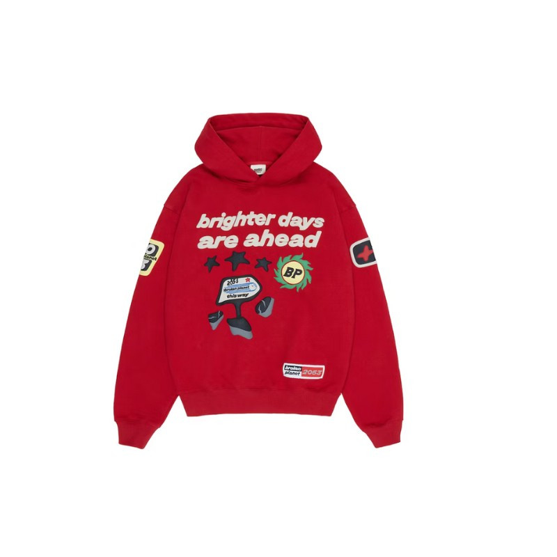 Broken Planet Brighter Days Are Ahead Hoodie Ruby Red - 1