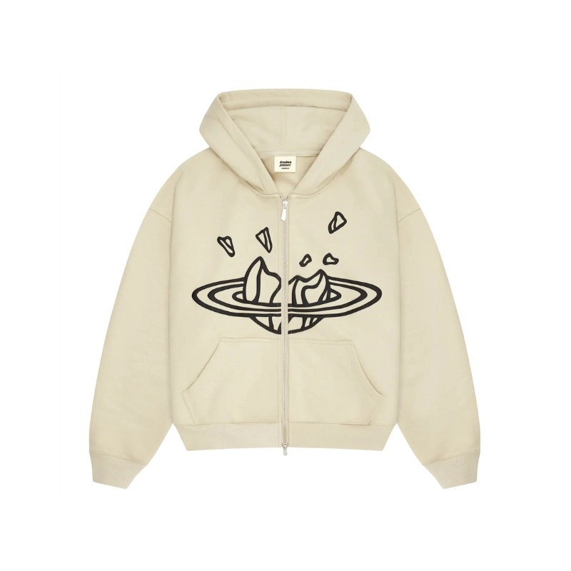 Broken Planet Zip Up Hoodie Bone White - 1