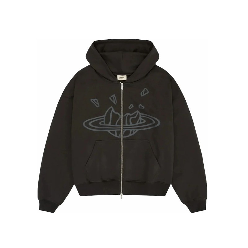 Broken Planet Zip Up Hoodie Soot Black - 1