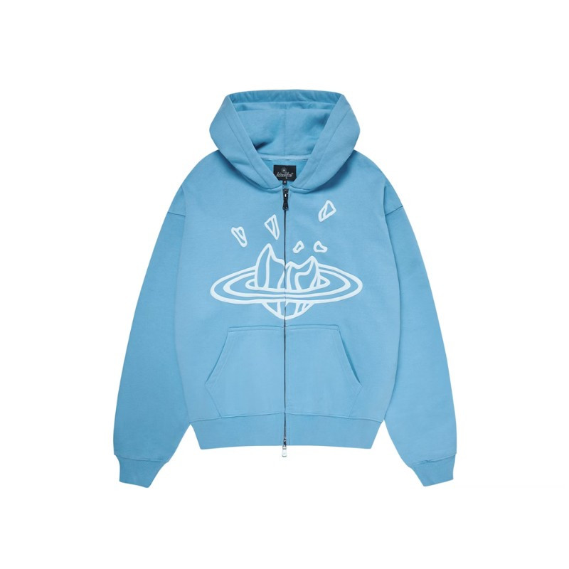 Sudadera con capucha y cremallera Broken Planet azul claro - 1