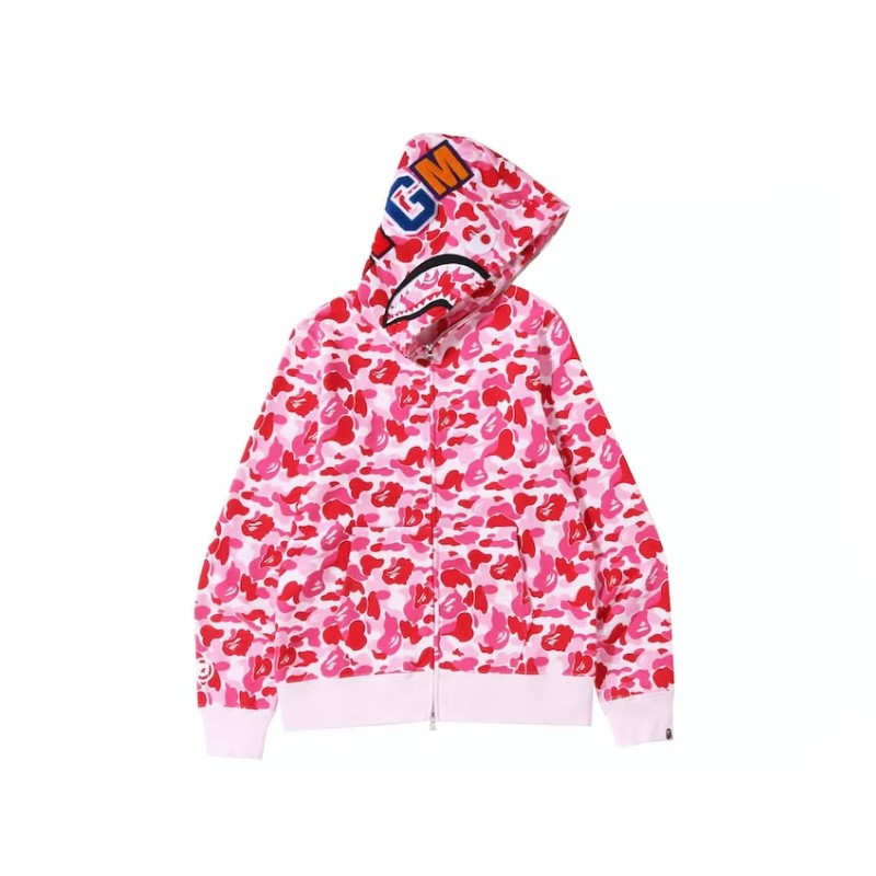 BAPE ABC Camo Shark Hoodie med dragkedja SS23 Rosa - 1