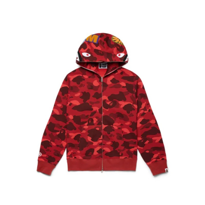 Full Zip Hoodie Bape Camo Shark Red - 1