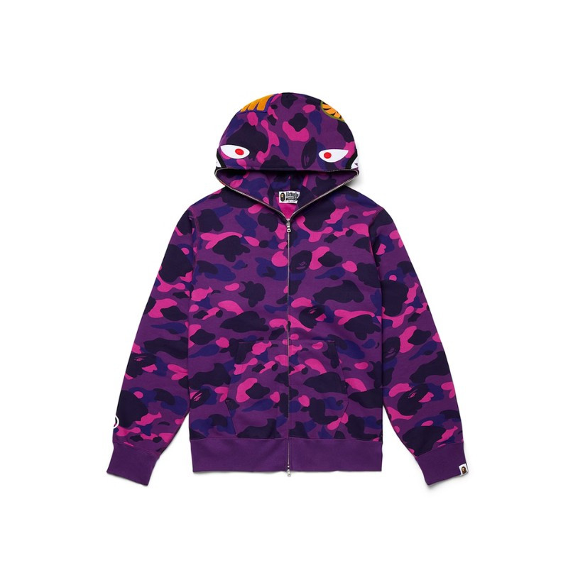 Hoodie Bape Camo Shark Full Zip Purple - 1