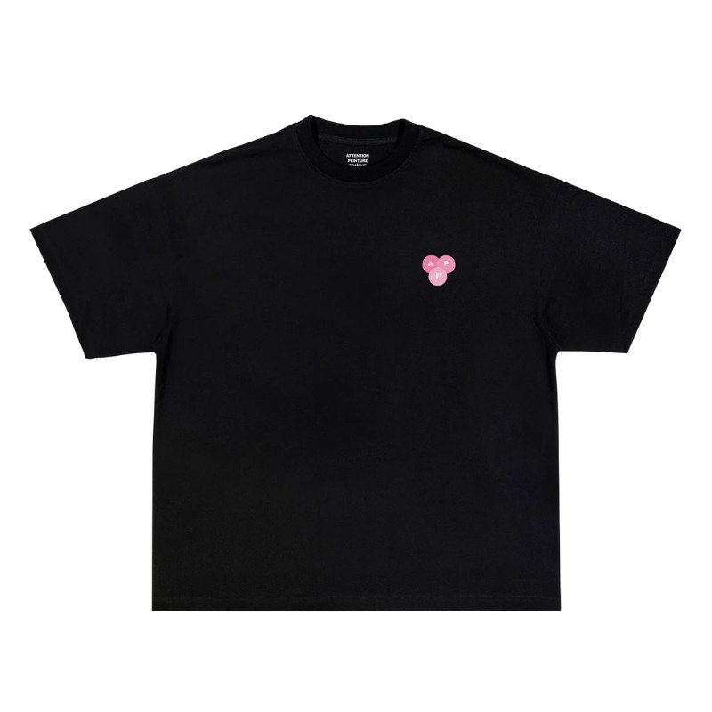 T-shirt Attention Peinture Fraîche Black Pink - 1