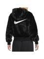 Faux Fur Jacket Nike Sportswear Essentials Black White - 3
