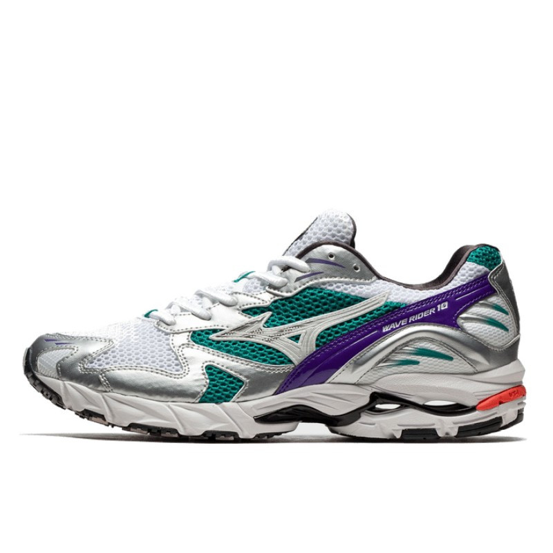 Mizuno Wave Rider 10 White Silver Teal Purple - 1