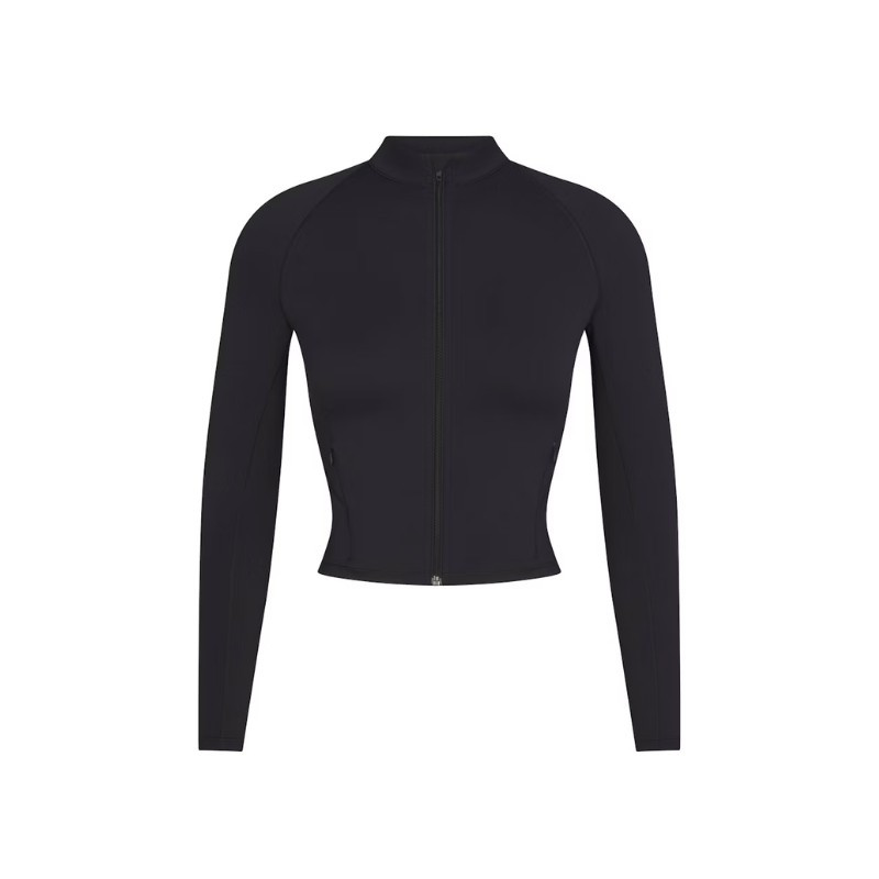 Nike x SKIMS Women's Matte Mock Neck Full Zip Jacket Obsidian - 1