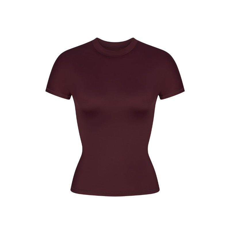 Nike x SKIMS Women's Shine Short Sleeve Mock Neck Top Currant - 1