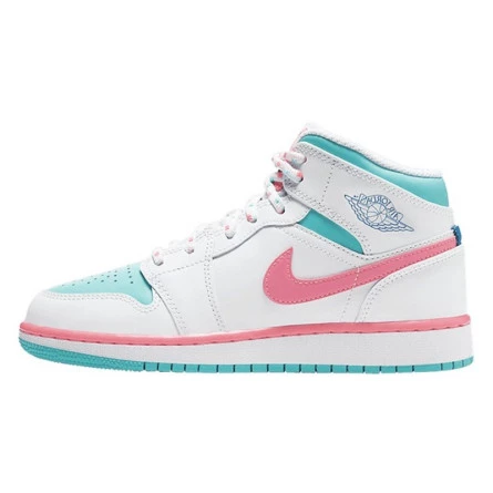 Air Jordan 1 Mid White Pink Green Soar--555112-102-Limited Resell 