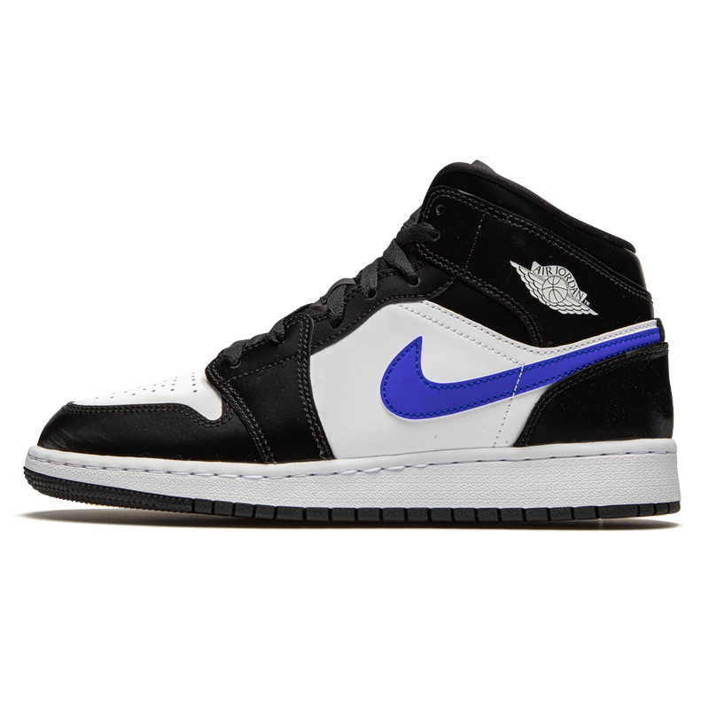 Air Jordan 1 Mid Black Racer Blue White--554725-084-Limited Resell 