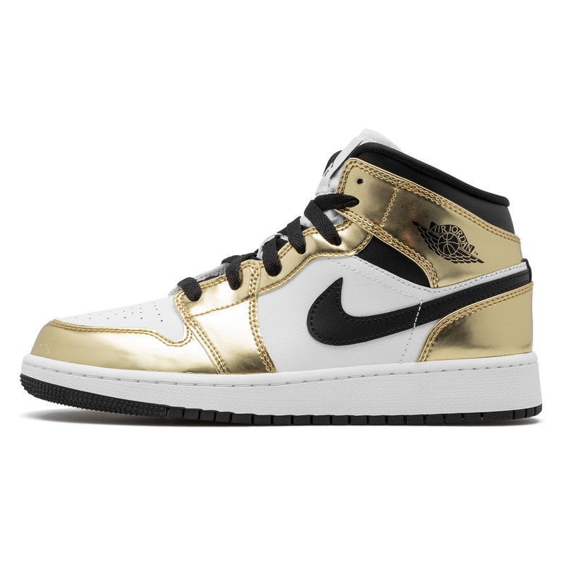 Air Jordan 1 Mid Metallic Gold Black White--DC1420-700-Limited Resell 