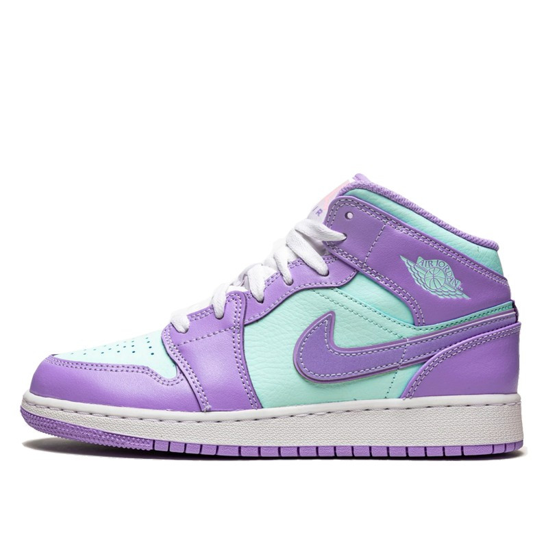 Air Jordan 1 Mid Purple Aqua--554724-500-Limited Resell 