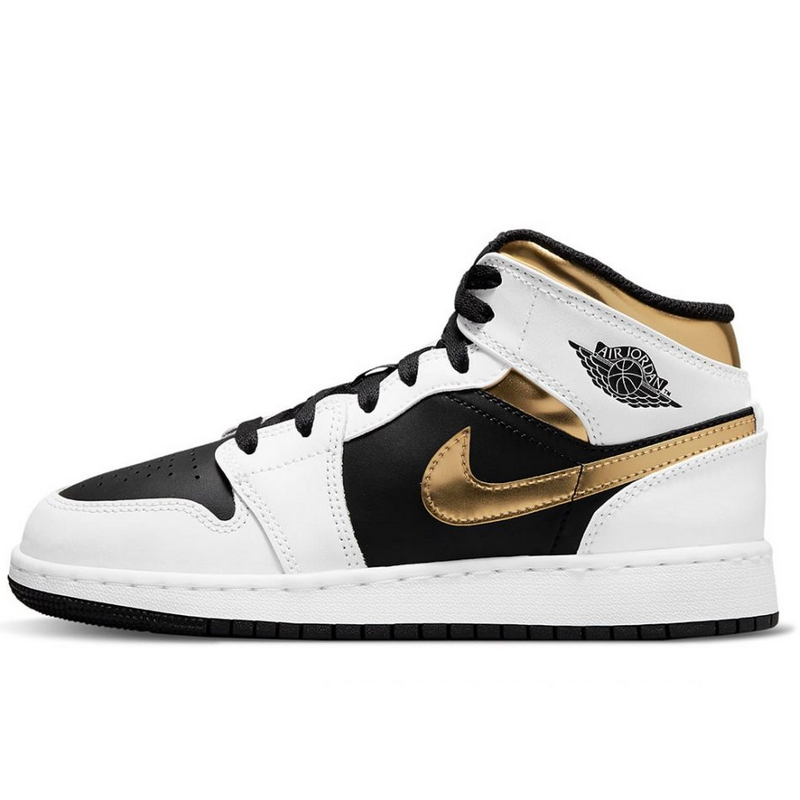 Air Jordan 1 Mid White Gold Black - 1
