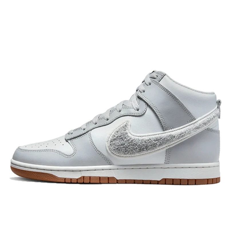 Nike Dunk High Retro Chenille Swoosh White Grey - 1